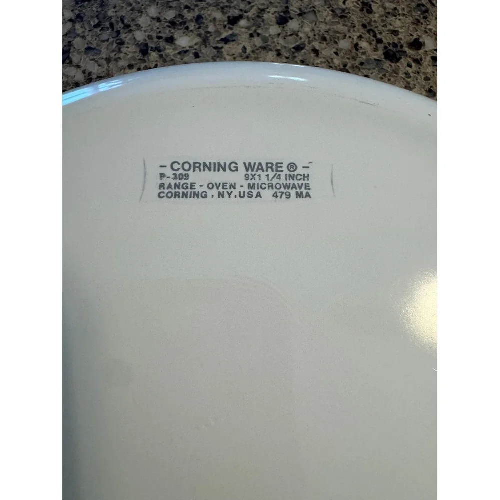 2 Corning Ware French White & Cornflower Pie Plate Dish 9 inch P309 VTG Clean!